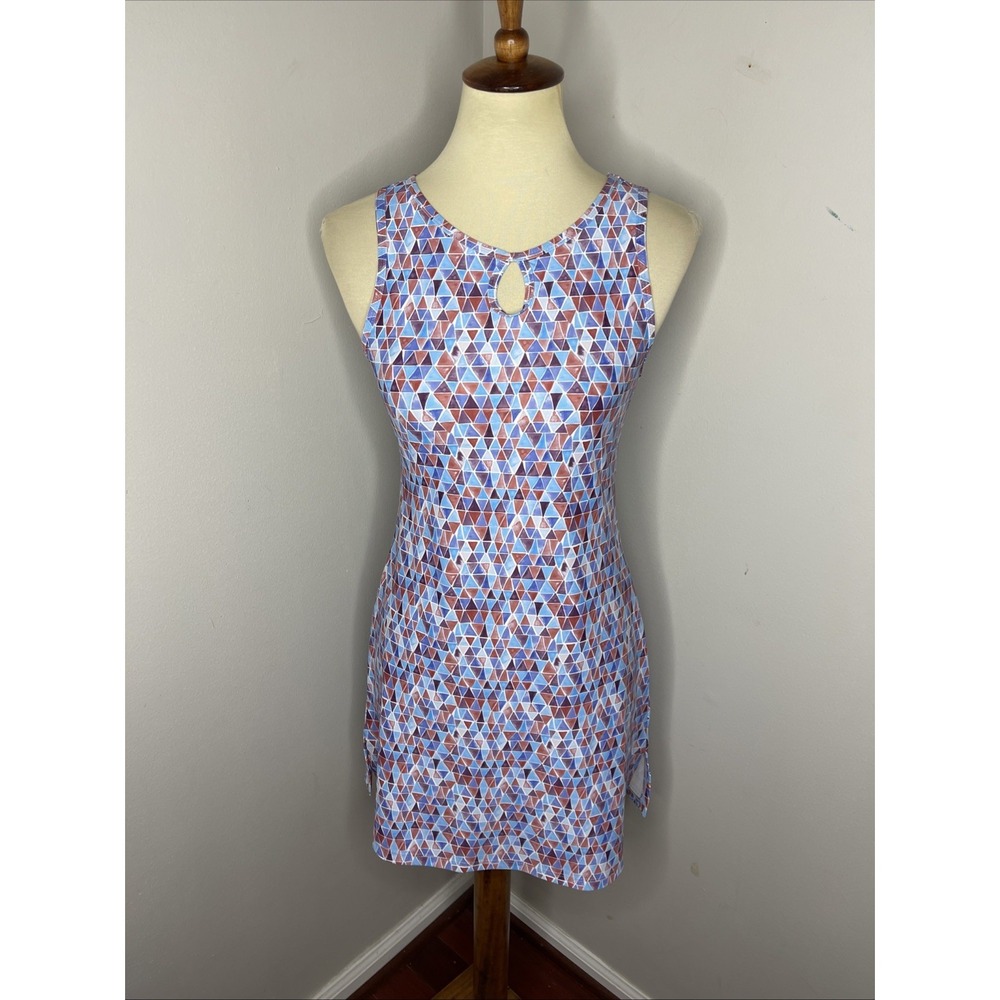 Nuu Muu Key Hole Sleeveless Athletic Activewear Dress In‎ Purple Triangle XS